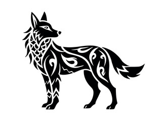 Tribal Wolf Tattoo Design - Bold Animal Art Illustration