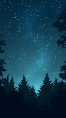 Fototapeta premium Silhouetted Forest Under Bright Milky Way Galaxy