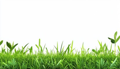 Fototapeta premium Vibrant Green Grass Border: A lush, vibrant border of fresh green grass against a clean background, perfect for adding a touch of nature to your designs. 