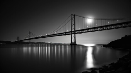 Obraz premium Serene Night: The Vasco da Gama Bridge under the Moon's Glow