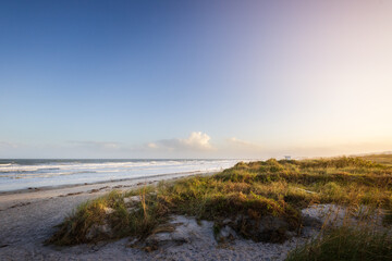 Cocoa Beach, Florida overlooking the Atlantic Ocean during golden hour just before sunset