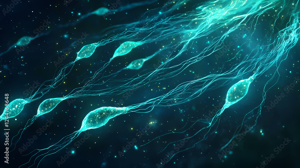 Wall mural bioluminescent tendrils extending from the being connecting with distant stars creating a web of ene