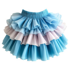 Colorful layered ruffled skirt on transparent background for fashion use