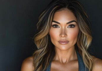 Fototapeta premium A woman with long brown hair