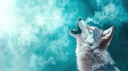 Majestic Wolf Howling Against Mystic Background