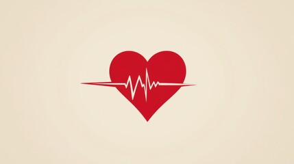 An illustration of a heart with a red heartbeat line This simple design symbolizes health and vitality, perfect for medical and wellness-themed projects
