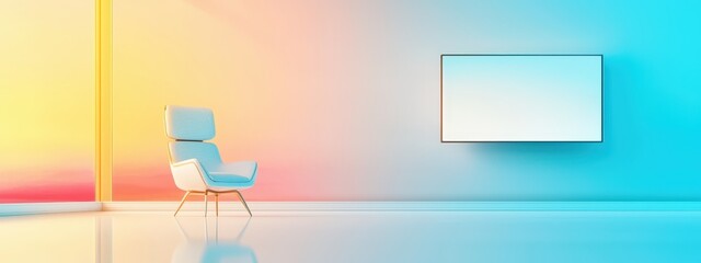 Modern Living Room with Minimalist Chair and TV