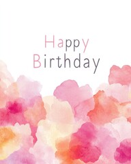 Happy Birthday Watercolor Card: Pink and Peach Celebration.