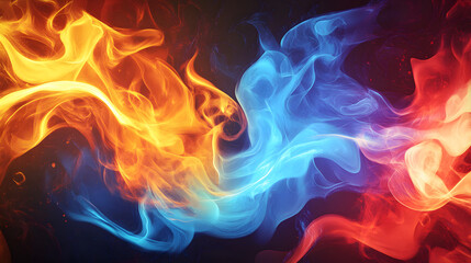 Dynamic Artistic Design with Swirling Colorful Flames