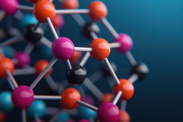 Obraz premium Dynamic atoms and bonds vibrant molecules in a colorful network