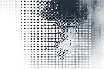 Gray pixel background with digital data dots, representing abstract technology in a clean design