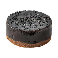 Black Sesame Cheesecake with Chocolate Sprinkles Isolated on Transparent Background