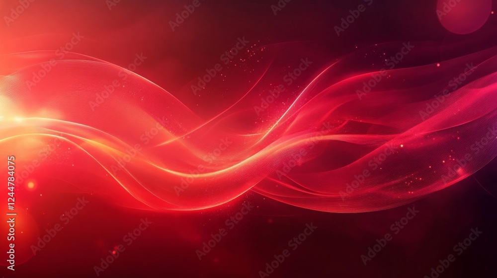 Leinwandbilder A vibrant, swirling red abstract background with flowing waves and soft light effects, creating a dynamic and energetic visual.