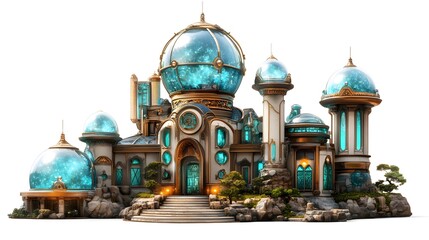 Obraz premium Whimsical Fairytale Home Isolated In White Background