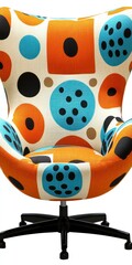 A colorful, patterned lounge chair with a modern design, suitable for home or office use.