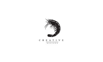 Tempura shrimp black vector icon white background 