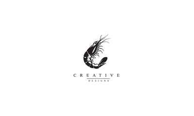 Tempura shrimp black vector icon white background 
