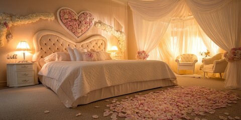 Romantic Bedroom Decorated With Roses And Drapes