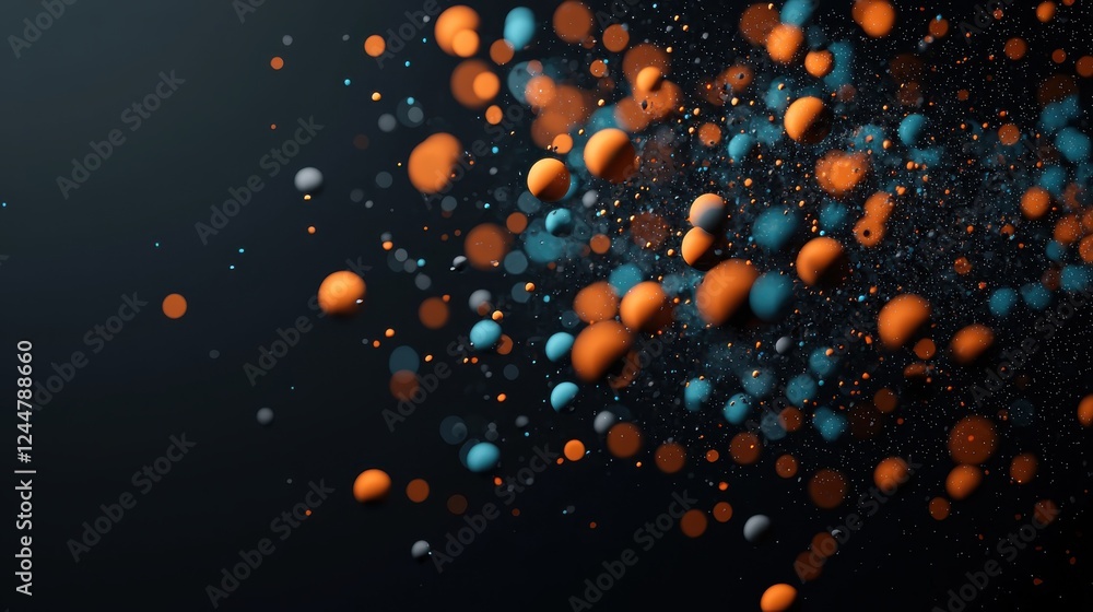 Poster dynamic molecular network of atoms and bonds abstract design