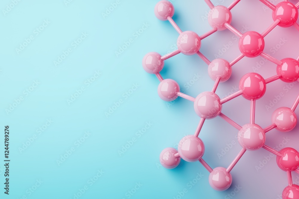 Poster molecular network visualization atoms and bonds on gradient background