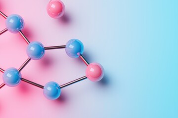 Obraz premium Molecular network of atoms and bonds chemical structure gradients