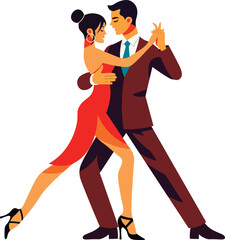 Argentinian Tango Dancer Couple Cartoon