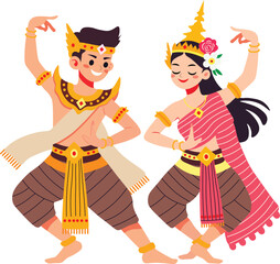 Thai Traditional Dance Performed By Couple