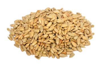 Fresh sunflower seeds isolated on a white background