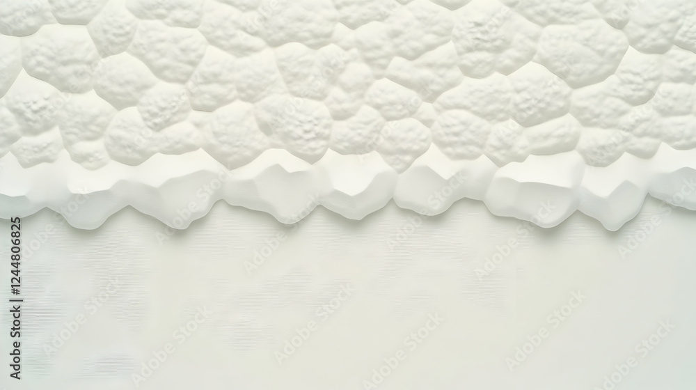 Poster white textured background with abstract bumpy pattern and smooth bottom part