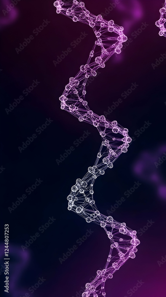 Aufkleber abstract dna double helix structure rotating slowly on purple background