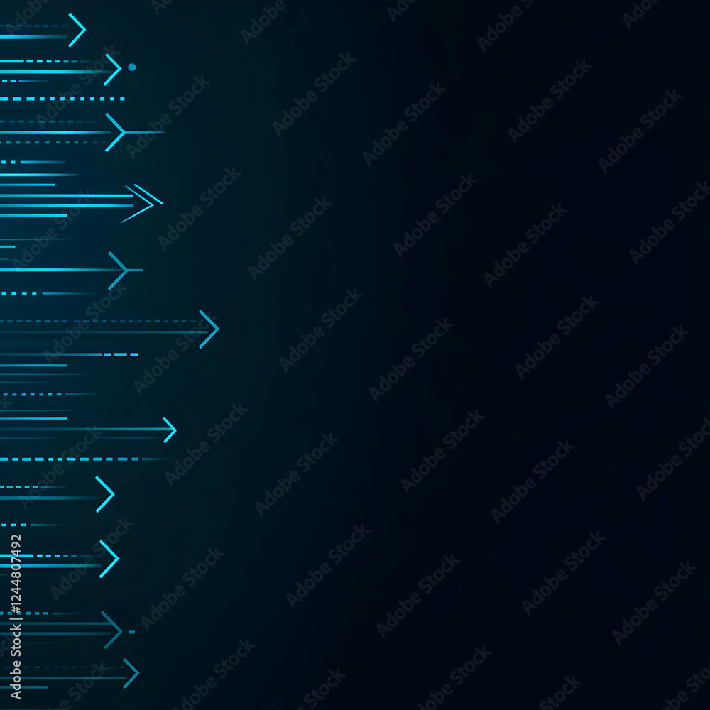 Aufkleber abstract blue arrows moving forward on dark background representing progress and innovation