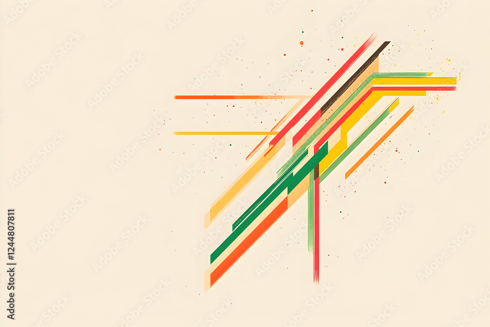 Poster abstract background with colorful diagonal lines and paint splatter effect dynamically arranged