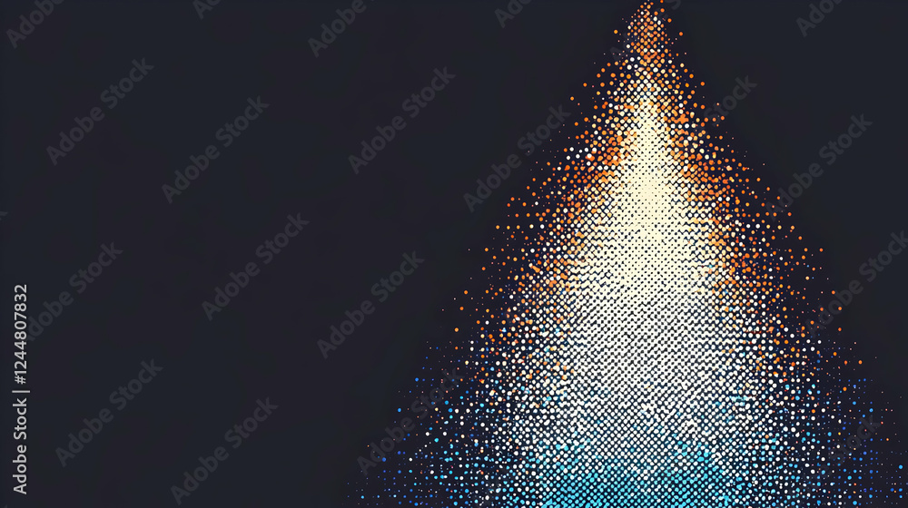 Poster Abstract Background with Colorful Dots Forms a Triangular Shape on a Dark Backdrop.