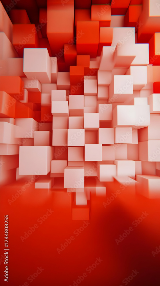 Poster 3d abstract background creates a dynamic visual with red and white cubes perfectly aligned and seaml