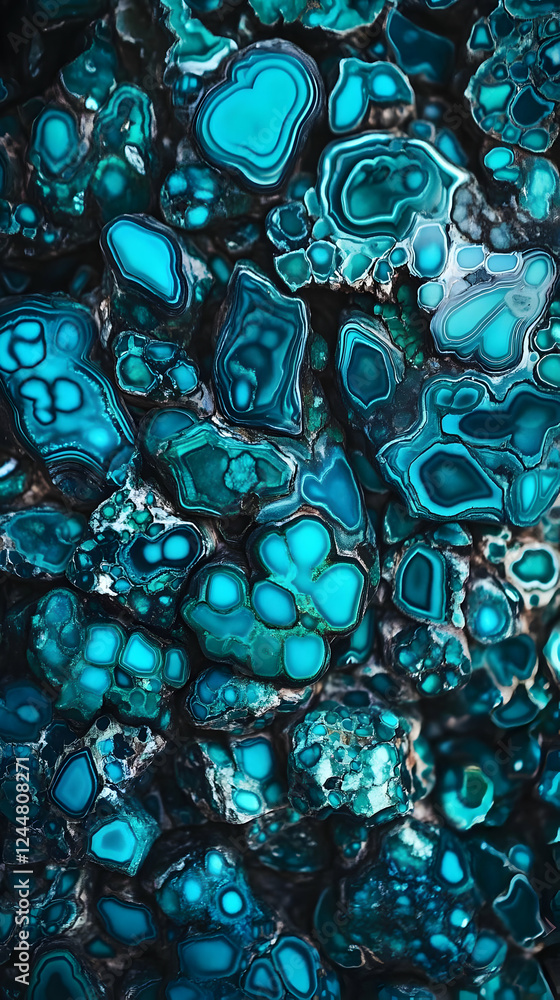 Poster Vivid Teal and Dark Gray Abstract Stone Texture Forms an Intriguing Visual Background