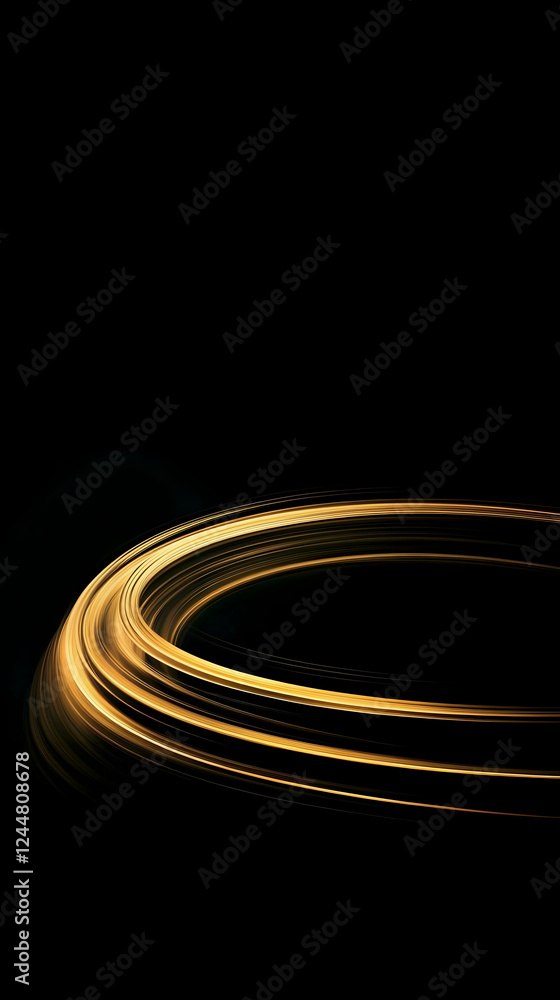Poster abstract golden light trails form a dynamic swirling pattern on a dark background