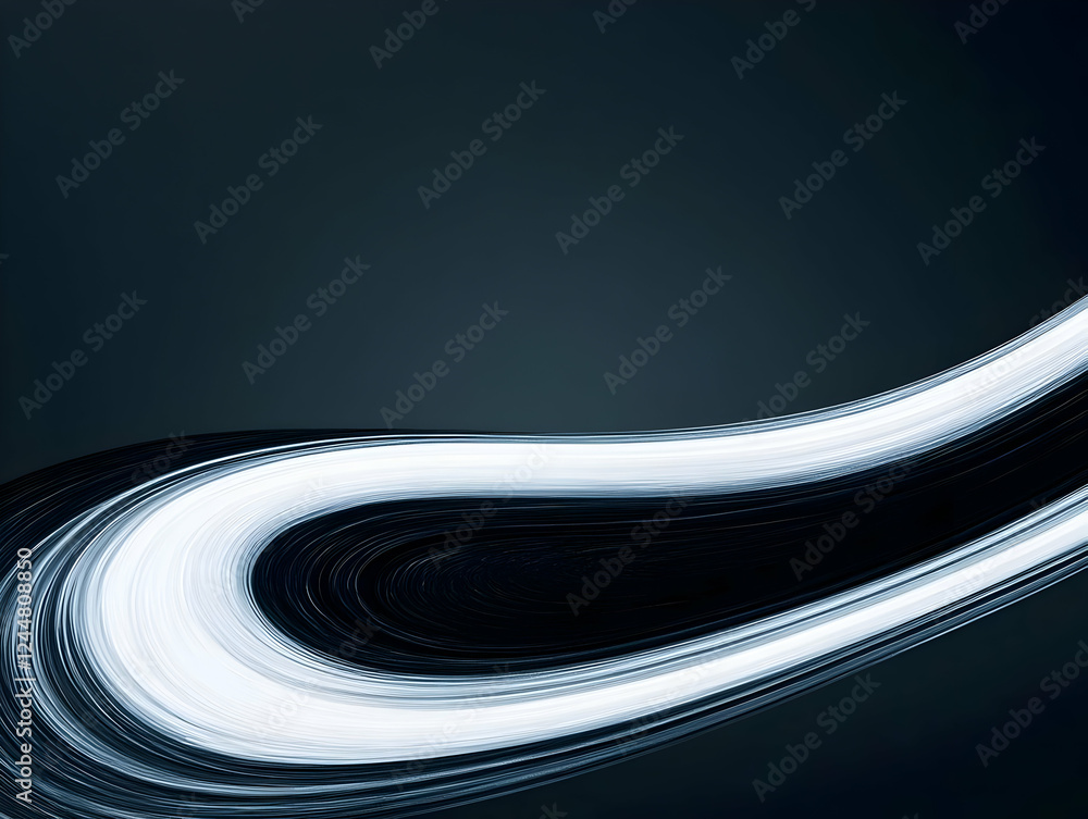 Poster abstract background with swirling white and black lines dynamically on a dark background