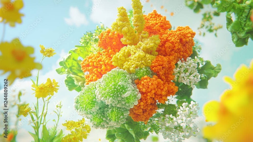 Poster abstract digital interpretation of cellular structures in nature's palette