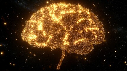 Abstract Fluid Artistry with Golden Brain Designs in Cosmic Space