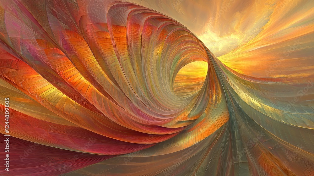 Poster abstract wave patterns in warm colors representing biopolymers and nature