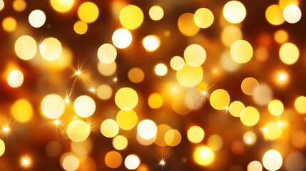 Fototapeta premium Golden Bokeh Lights Shimmer and Glow Beautifully Against a Dark Background