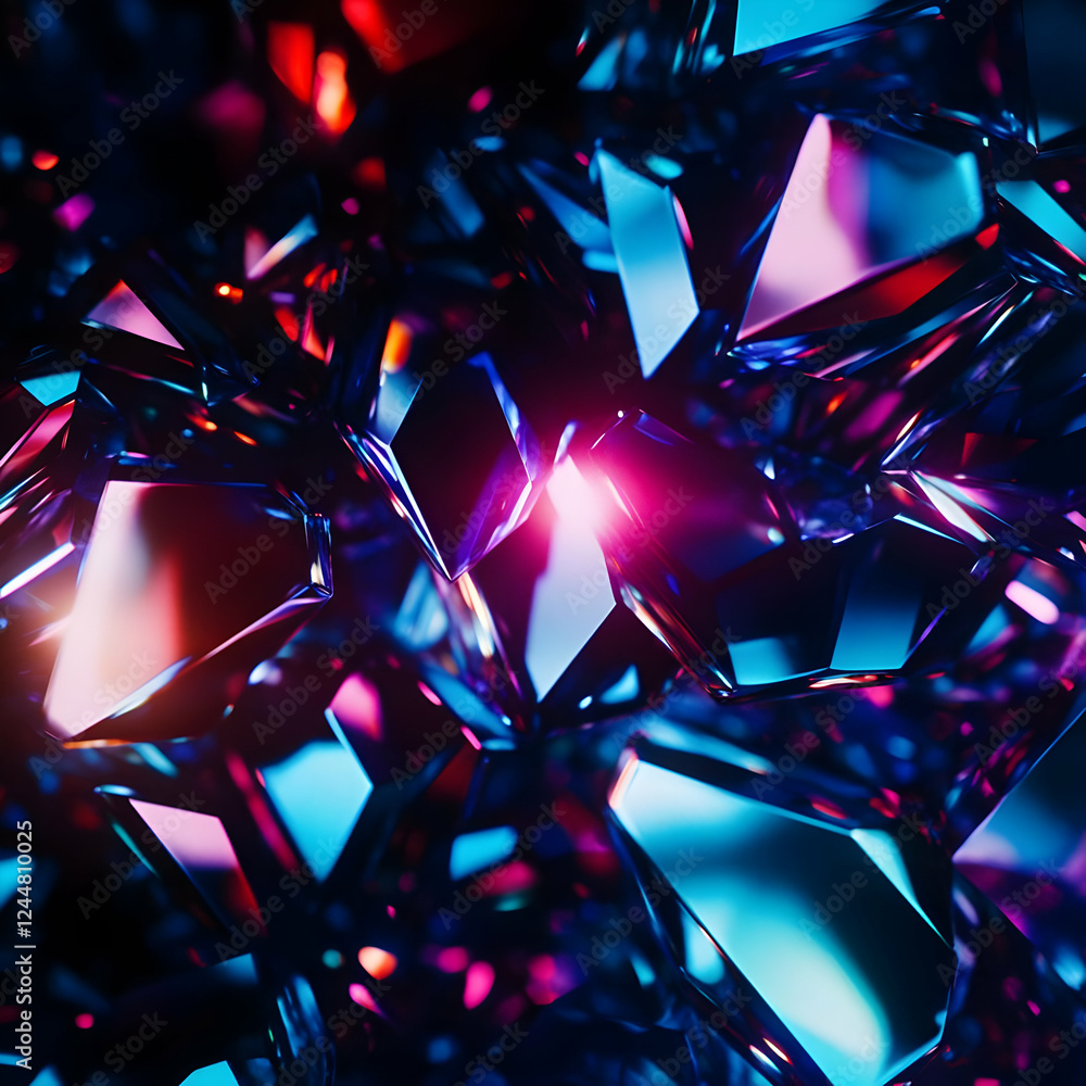 Poster 3d abstract background with vibrant neon colors and geometric shapes creates a dynamic visual.