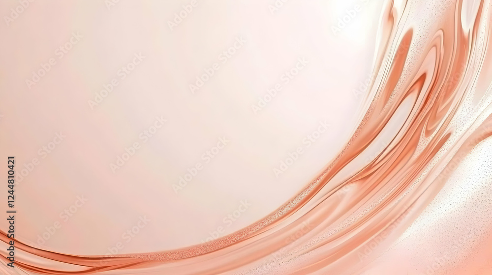 Poster abstract peach swirls gracefully flow across a soft pink background, creating an elegant and serene 
