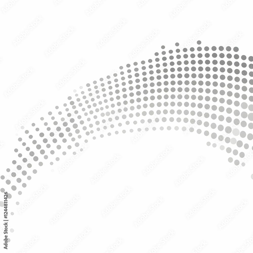 Poster abstract gray dotted pattern forms a dynamic wave on white background