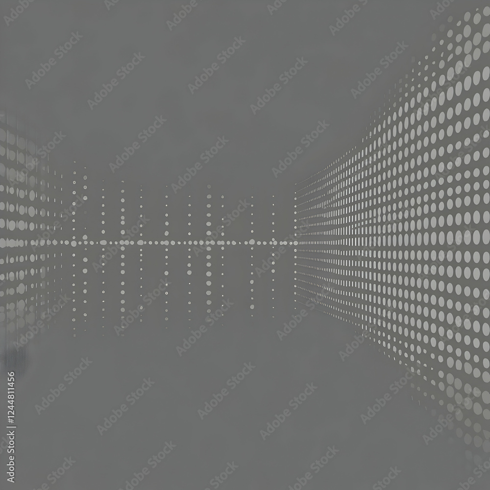 Poster abstract gray background with dotted pattern creates a perspective illusion