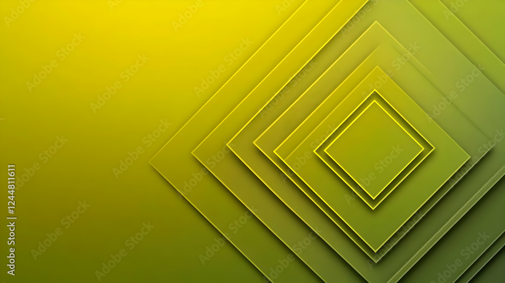 Poster abstract yellow green geometric background creates depth and dimension with layered squares