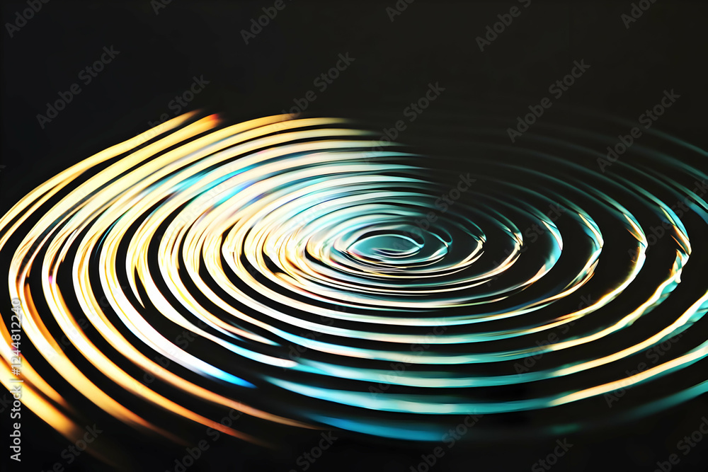 Aufkleber abstract circular ripples form a vibrant pattern against a dark background