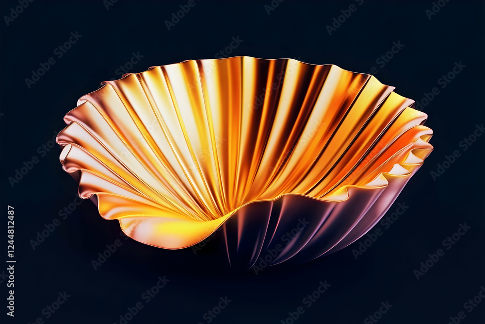 Aufkleber 3d render of an abstract golden wavy shape on a dark background elegantly and smoothly