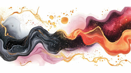 Abstract Marble Background Flows with Golden Accents and Vibrant Colors Beautifully