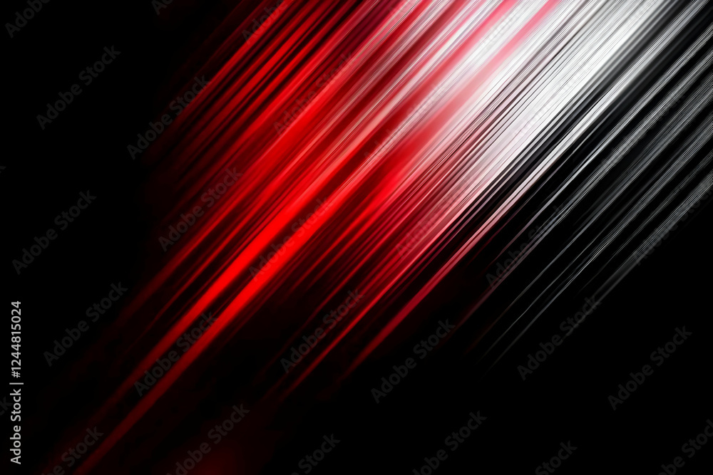 Poster abstract background with diagonal red and white lines on a black background